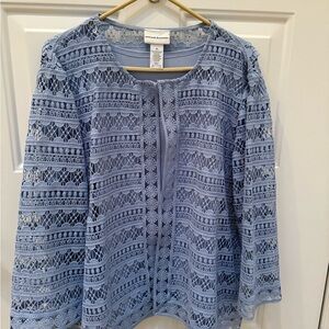 Alfred Dunner, Women’s XL Blue Lace Open Cardigan